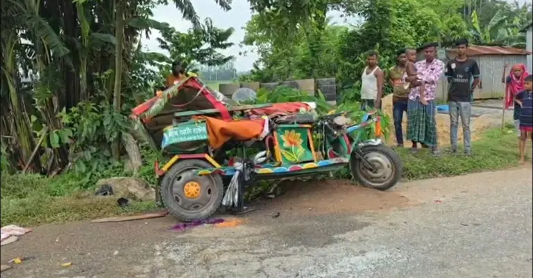 দুর্ঘটনাকবলিত অটোরিকশা